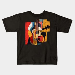 Guitar Player - mixed media art guitarist abstraction Kids T-Shirt